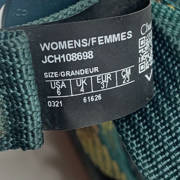 Chaco ZX/2 Classic Toe Loop Teal/Yellow Vibram Soles Sandals - Picture 6 of 7